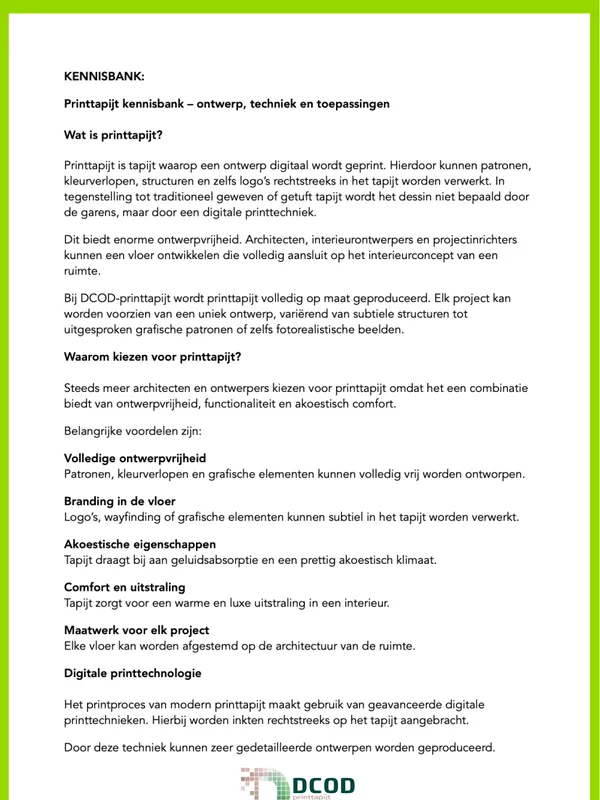 Voorbeeld pagina uit Wat is printtapijt?