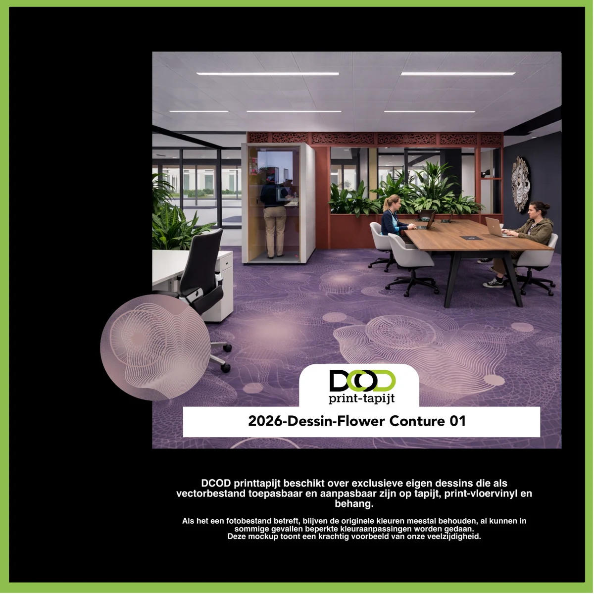 DCOD 2026-Dessin-Flower-Conture-01 – Flower Conture 01 printtapijt dessin